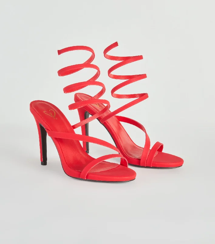 Comfortable sandals for men with velcro straps and soft material construction-Amp It Up Spiral Stiletto Heels