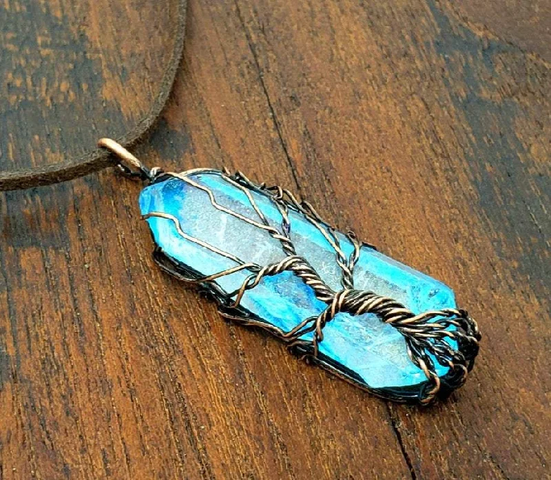 Best necklaces and pendants with intricate beadwork for a bohemian-inspired look-Blue Tree of Life Necklace