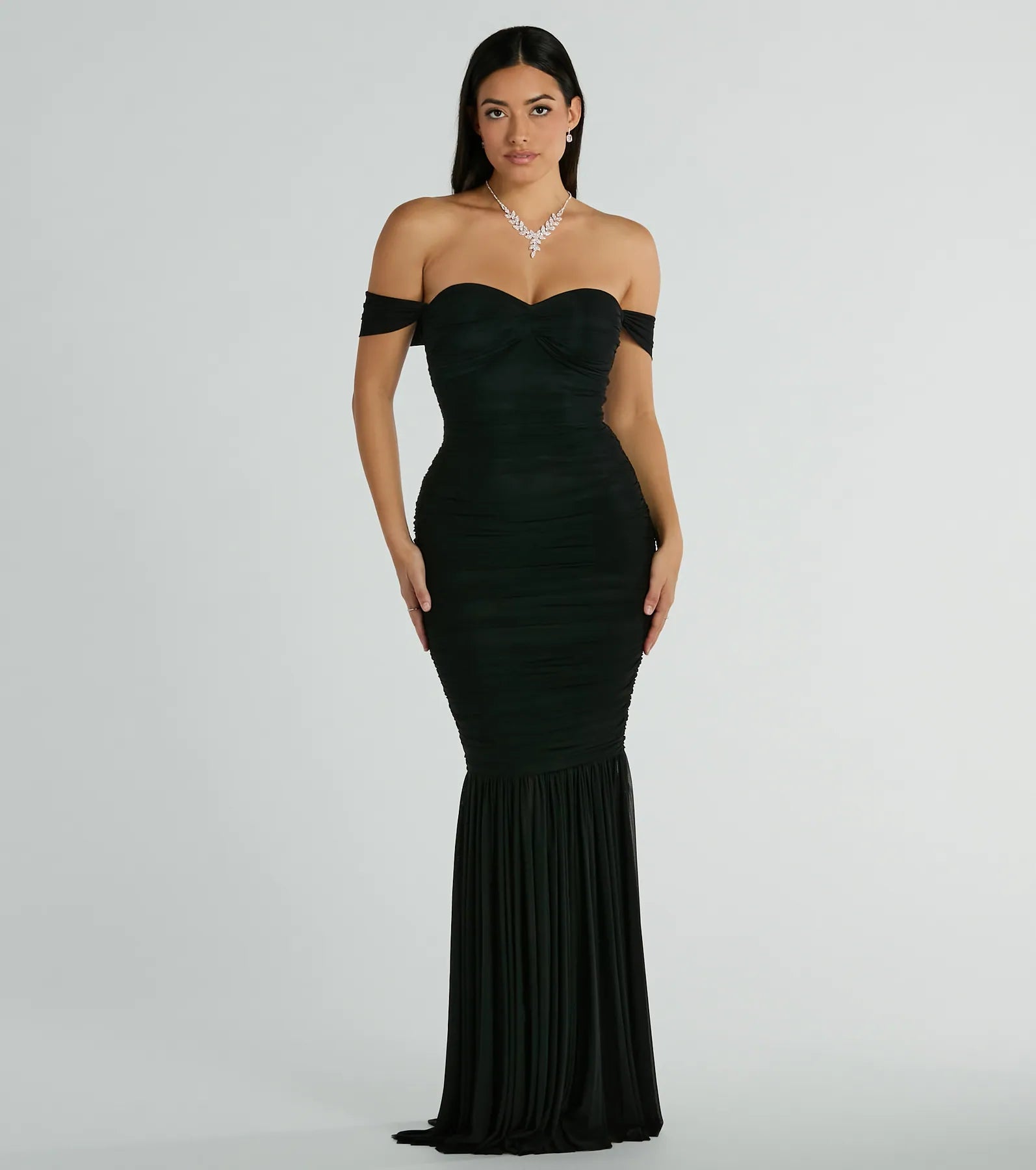 Midi Dresses for Versatile Wear -Cece Off-The-Shoulder Mermaid Mesh Formal Dress