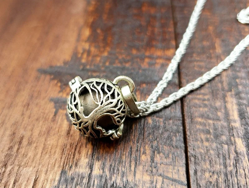 Necklaces and pendants with angel wing motifs for a spiritual, meaningful design-Celtic Tree of Life Harmony Bell Cage Pendant