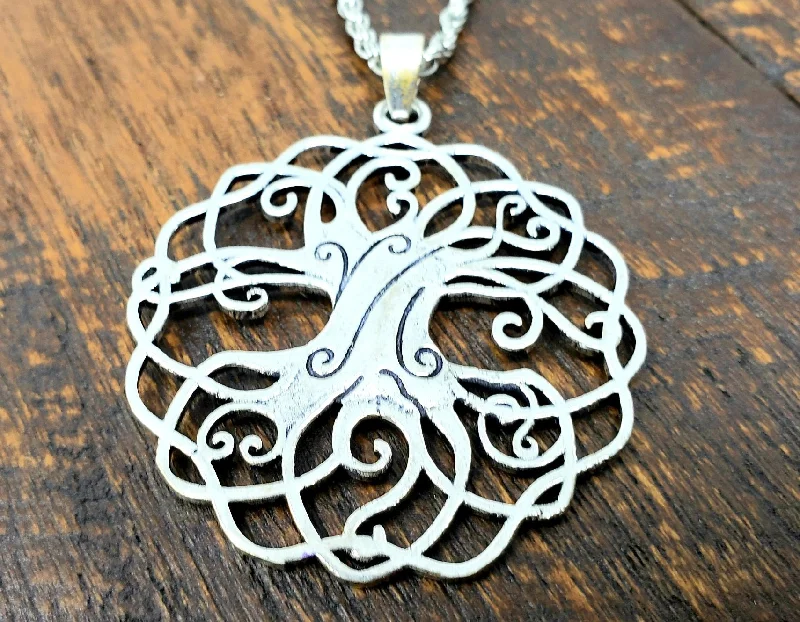 Stunning necklaces and pendants with aquamarine stones for a serene effect-Celtic Tree of life Pendant Necklace