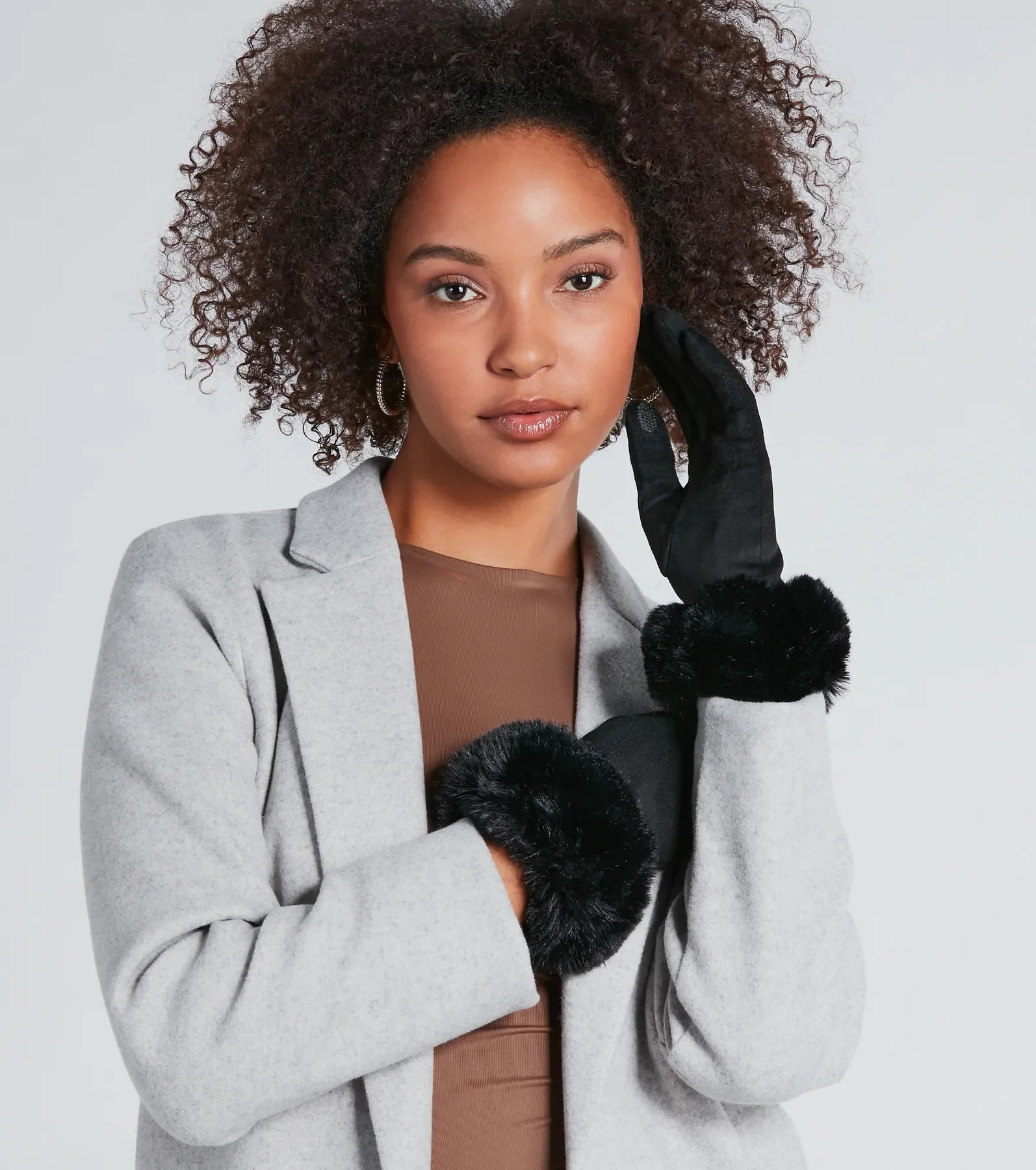 Necklaces and pendants with abstract shapes for a modern, creative appearance-Cold Weather Luxe Faux Fur Trim Gloves