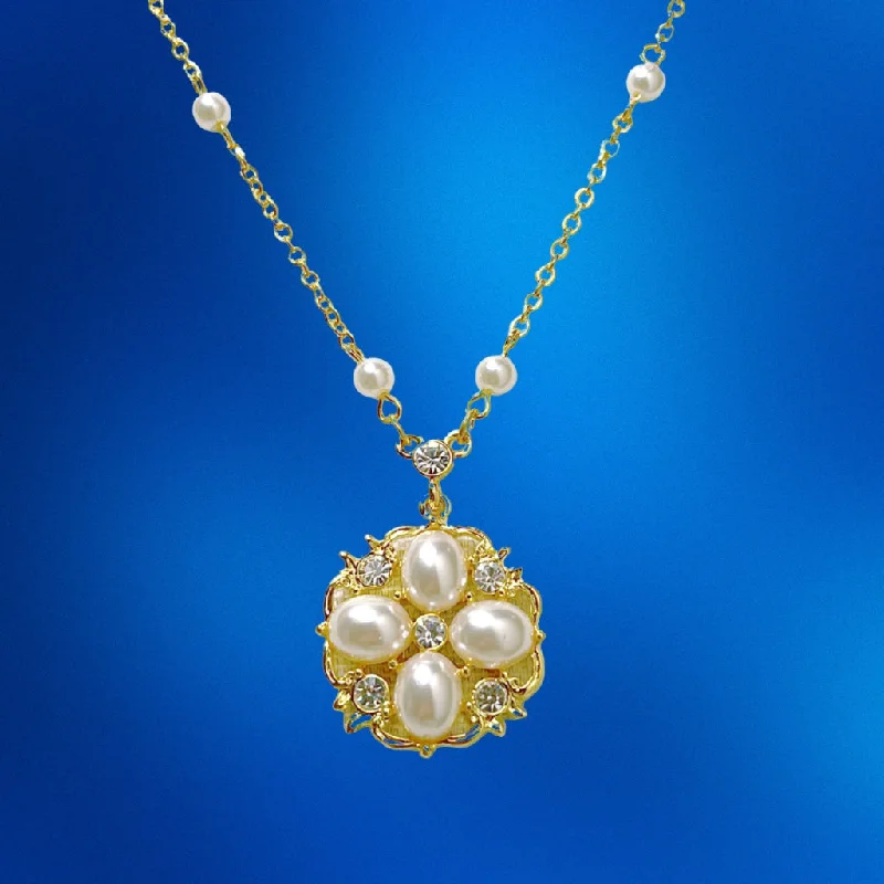 Stunning necklaces and pendants with birthstone pendants for a personal touch-Faux Pearls and Crystal Necklace