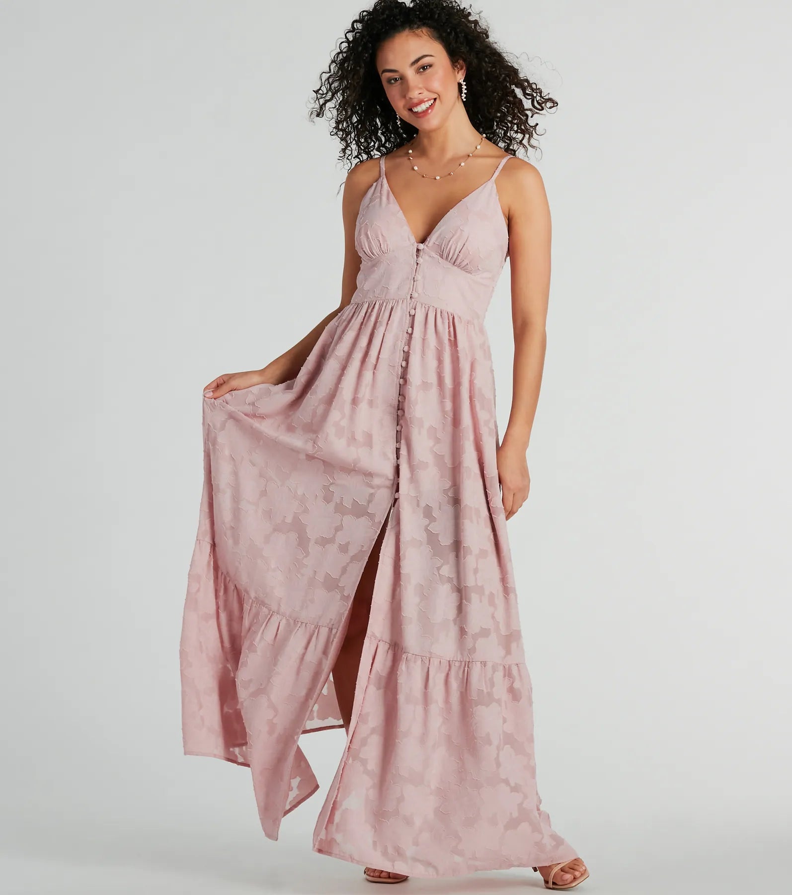 Low-waisted Dresses for Relaxed -Effortless Beauty Chiffon Burnout Floral Maxi Dress