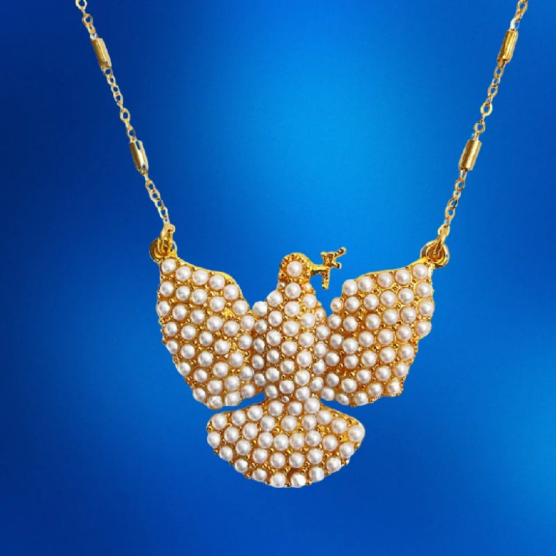 Best necklaces and pendants with matching rings for a coordinated jewelry set-Faux Pearl Dove Necklace