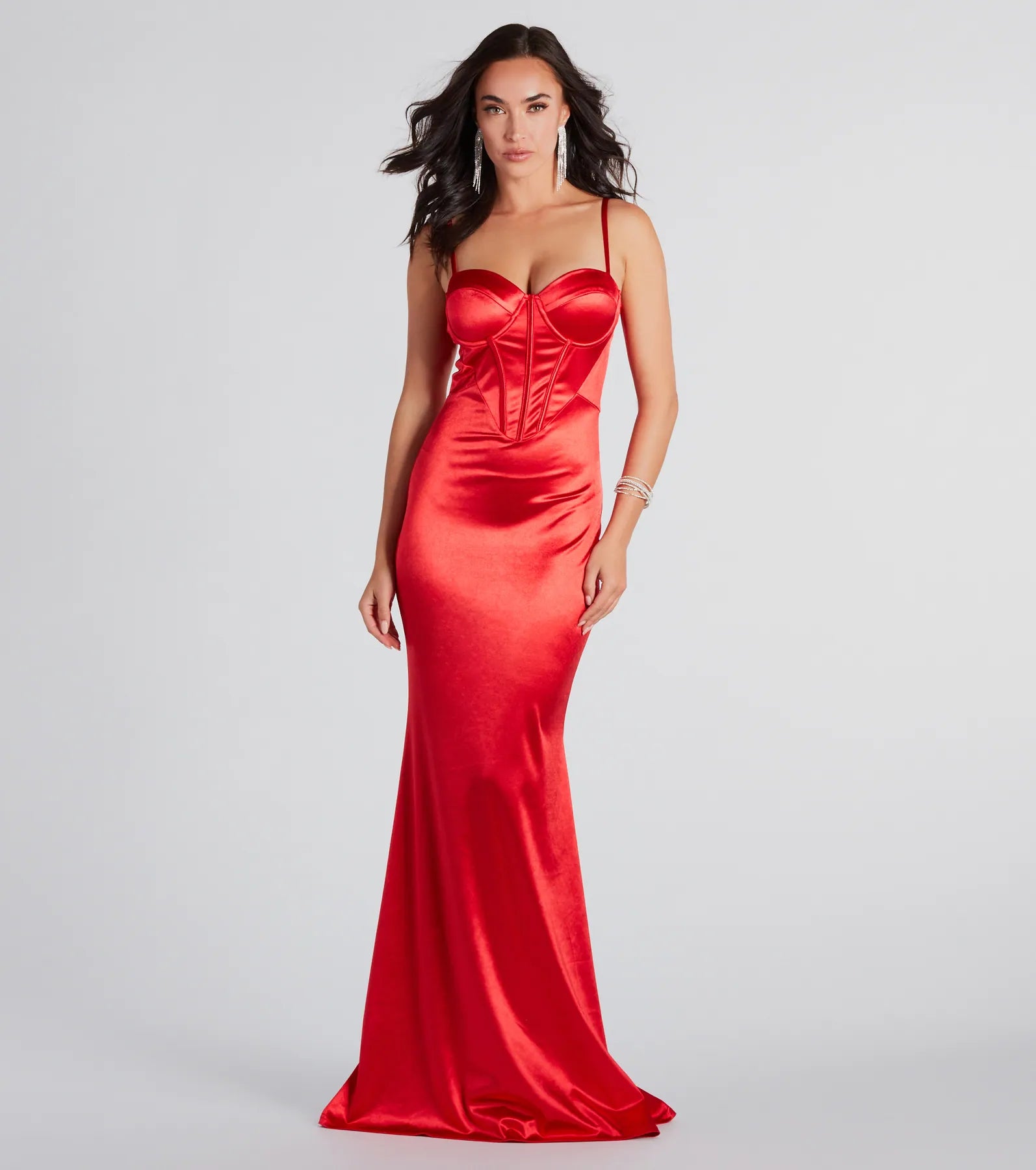 Contemporary Dresses for Fashion -Francine Formal Satin Bustier Mermaid Dress