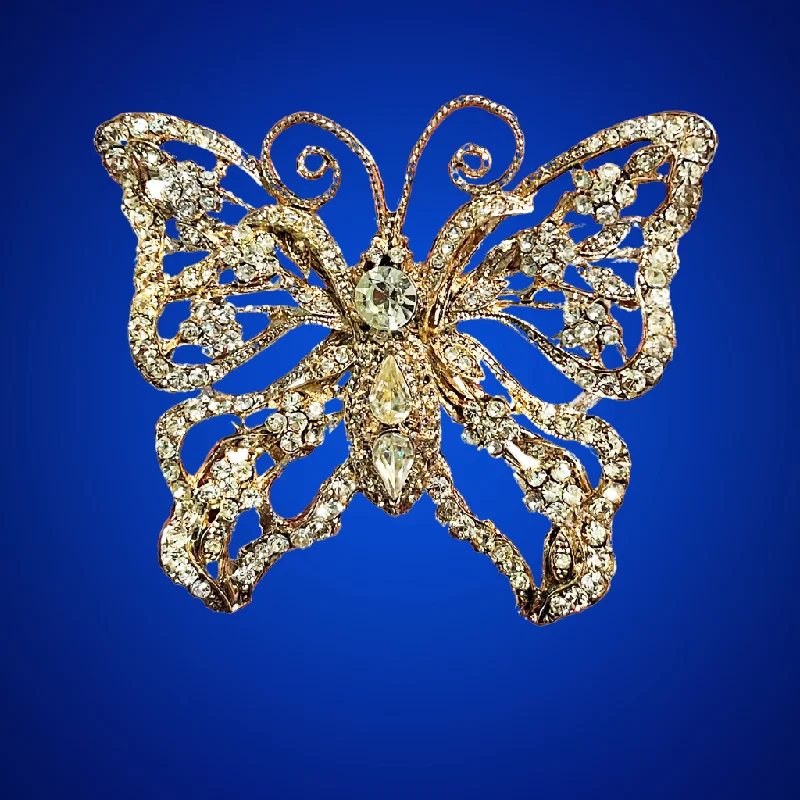 Beautiful necklaces and pendants with geometric shapes for a modern, artistic design-Gold and Crystal Butterfly