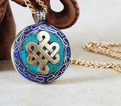 Necklaces and pendants with star-shaped designs for a whimsical, celestial touch-Gold Endless Knot Tibetan Necklace