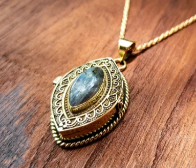 Best necklaces and pendants with cross pendants for a spiritual, meaningful symbol-Gold Labradorite Locket Pendant