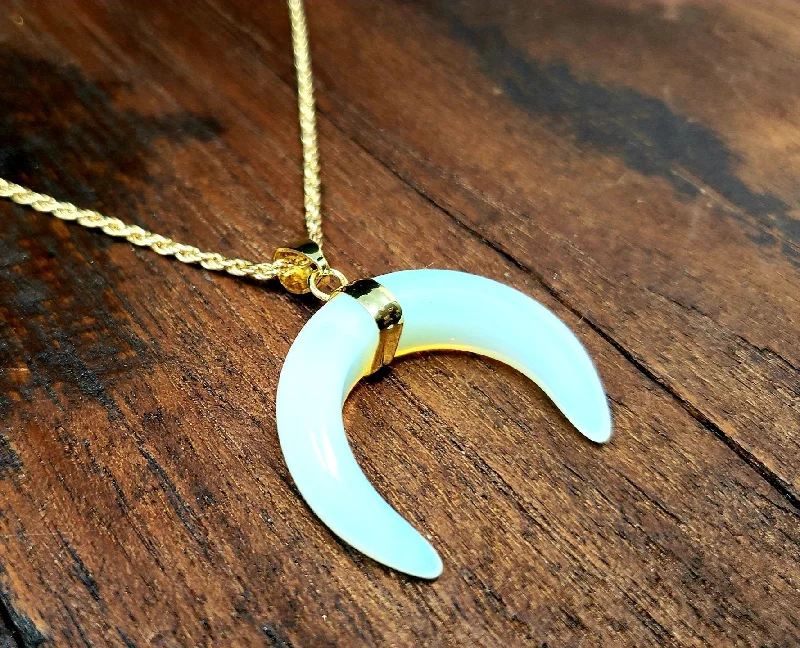 Best necklaces and pendants with minimalist pendants for a sleek, understated look-Gold Opalite Horn Necklace