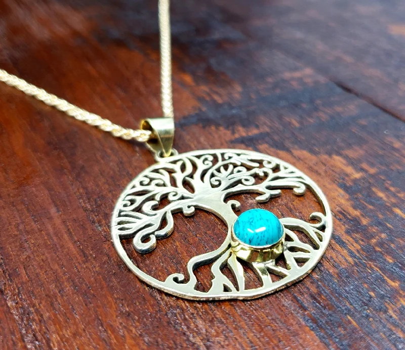 Necklaces and pendants with personalized charms for a custom piece of jewelry-Turquoise Tree of life  Necklace