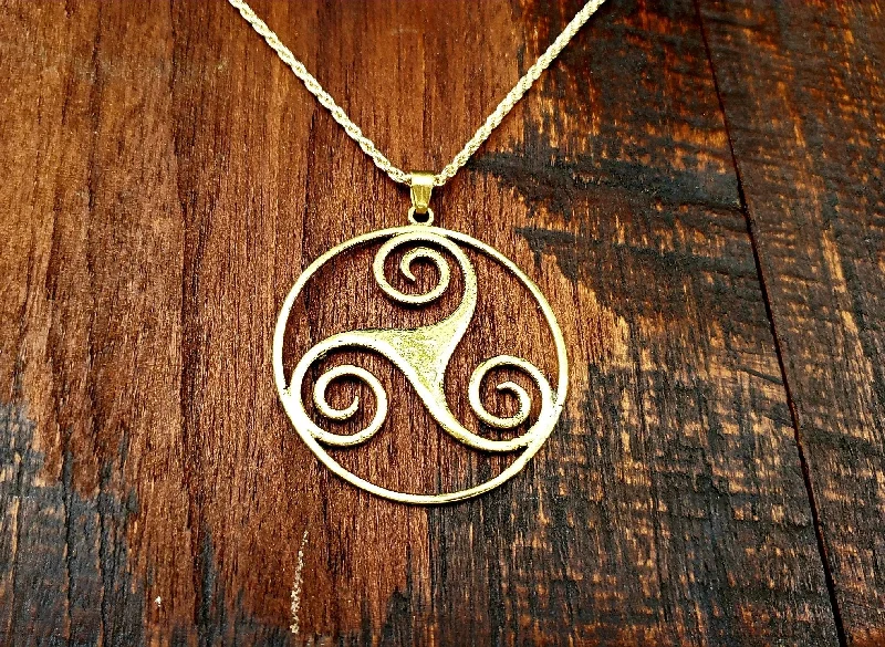 Necklaces and pendants with clear quartz for a pure and radiant look-Celtic Triskelion Pendant