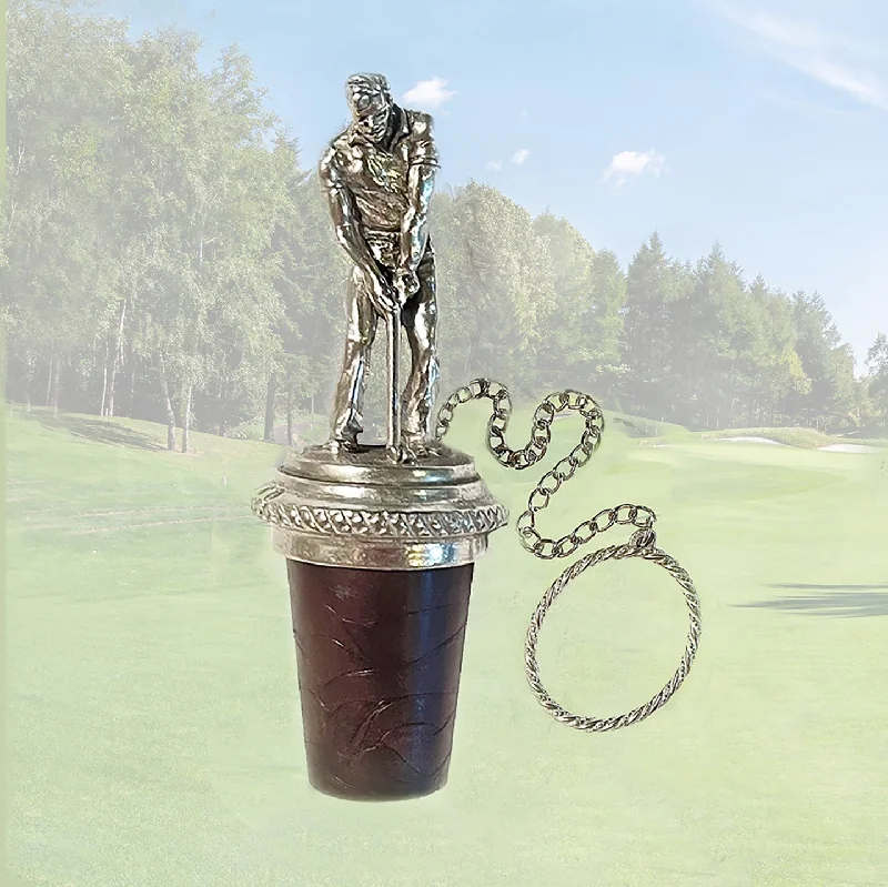 Personalized necklaces and pendants with coordinates for a meaningful location-based gift-Golfer Wine Stopper