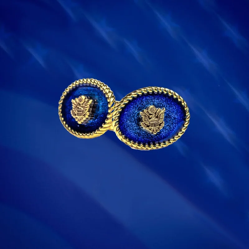 Necklaces and pendants with diamond pendants for a luxurious sparkling effect-Great Seal on Blue Enamel Cufflinks