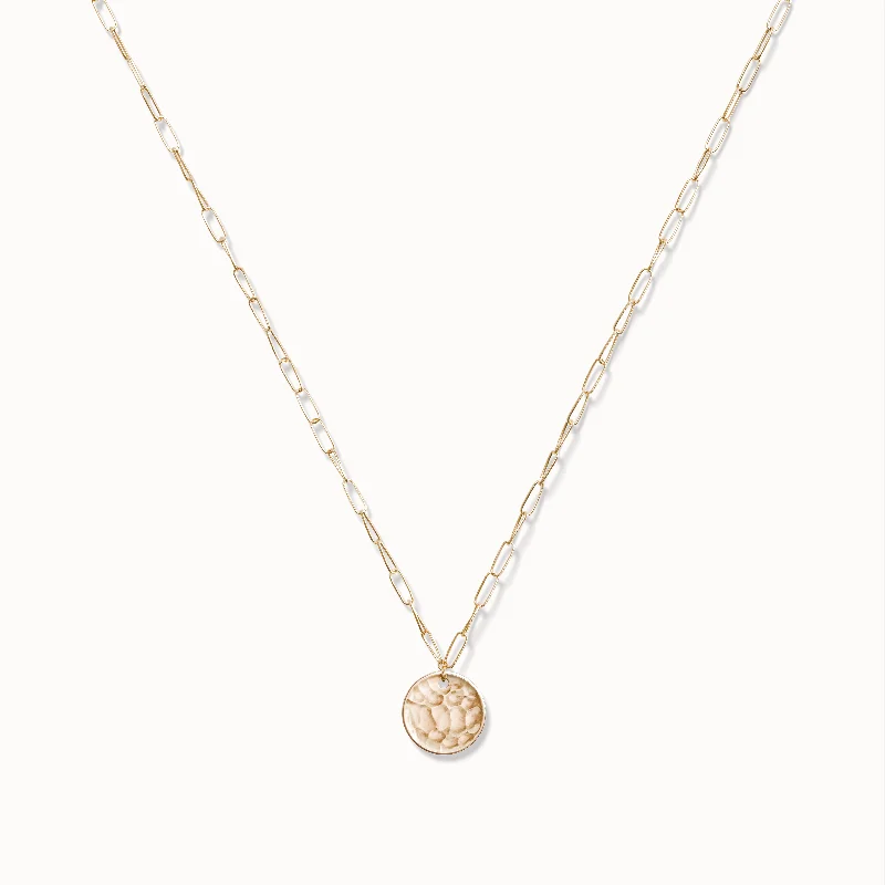 Necklaces and pendants with love knot designs for a romantic, meaningful symbol-Hammered Coin Necklace