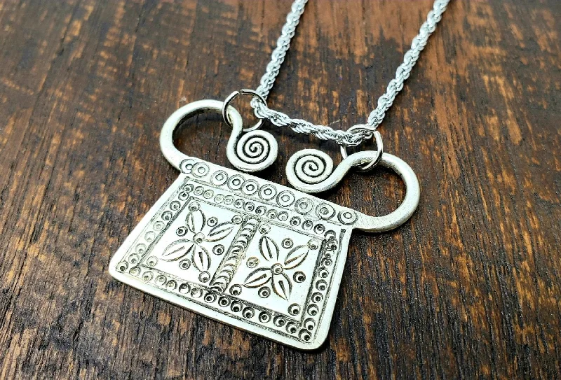 Necklaces and pendants with matching rings for a coordinated set of jewelry-Hill Tribe Spirit Lock Necklace