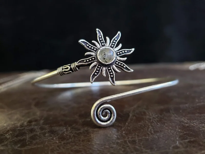 Best necklaces and pendants with floral designs for a feminine and elegant feel-Labradorite Sunburst Arm Cuff