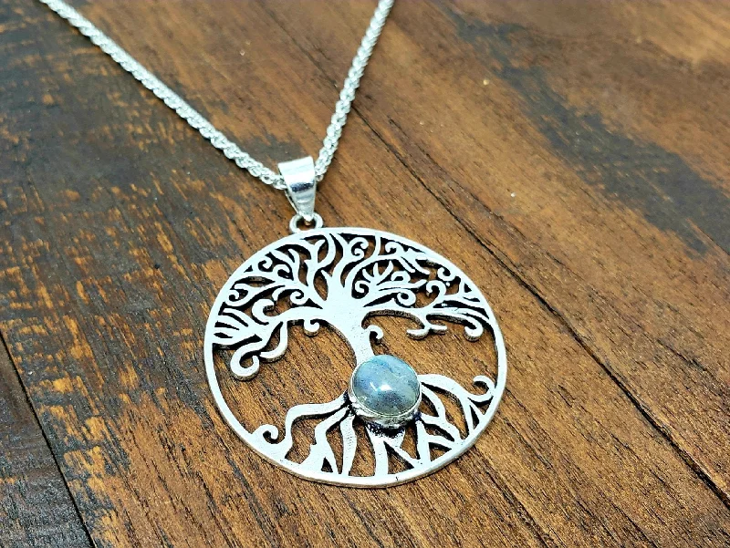 Necklaces and pendants with diamond pendants for a luxurious sparkling effect-Labradorite Tree of life Pendant Necklace