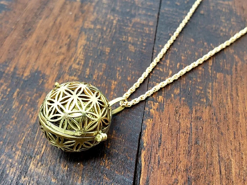 Beautiful necklaces and pendants with gemstone teardrops for an elegant effect-Large Flower of Life Harmony Bell Pendant