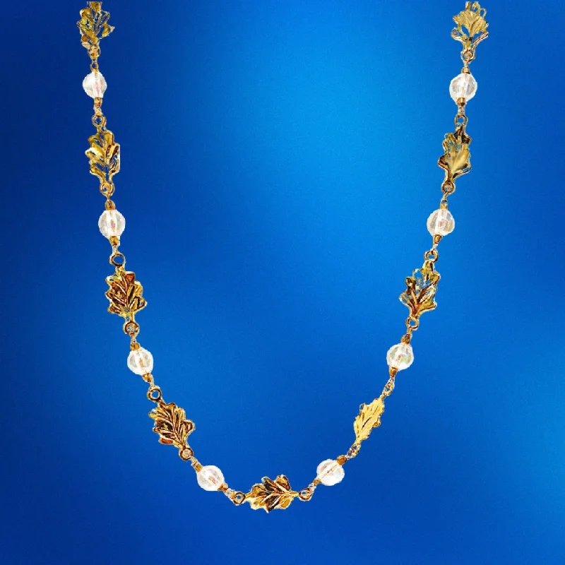 Necklaces and pendants with clear quartz for a pure and radiant look-Lucite and Oak Leaf Necklace