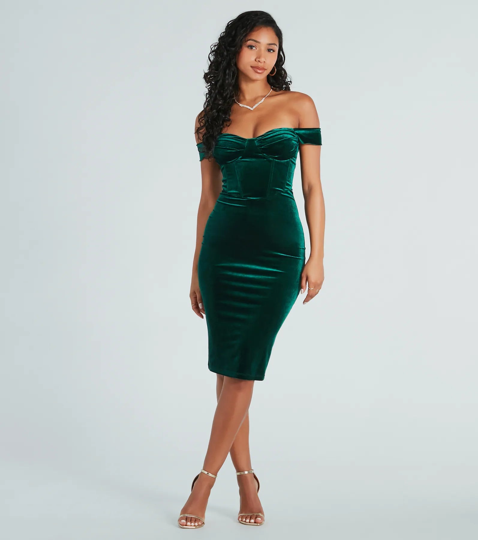 High-waisted Dresses for Flatter -Luxe State Of Mind Velvet Corset Midi Dress