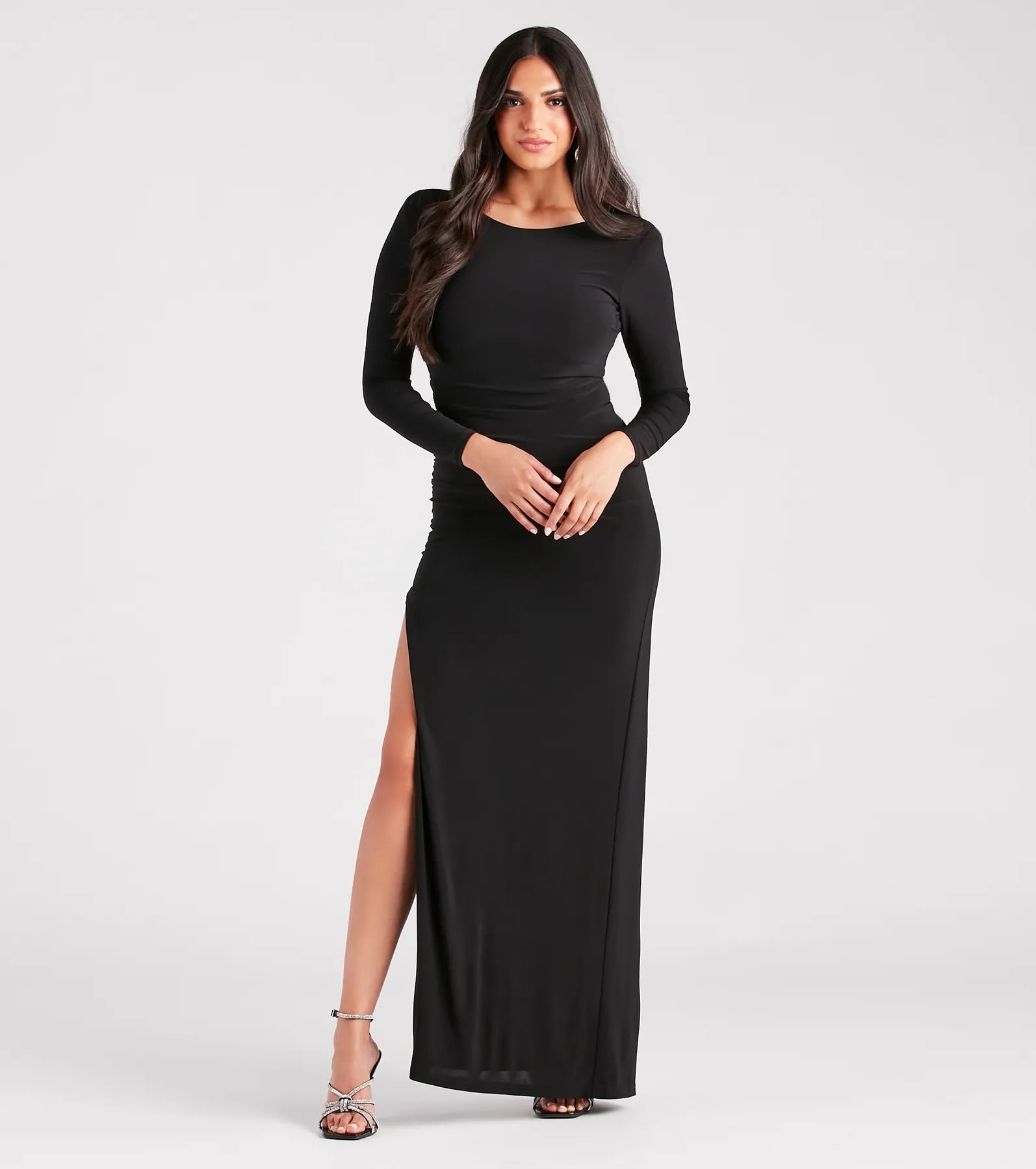 Formal Dresses for Occasions -Maddox Formal Open Back Long Sleeve Dress