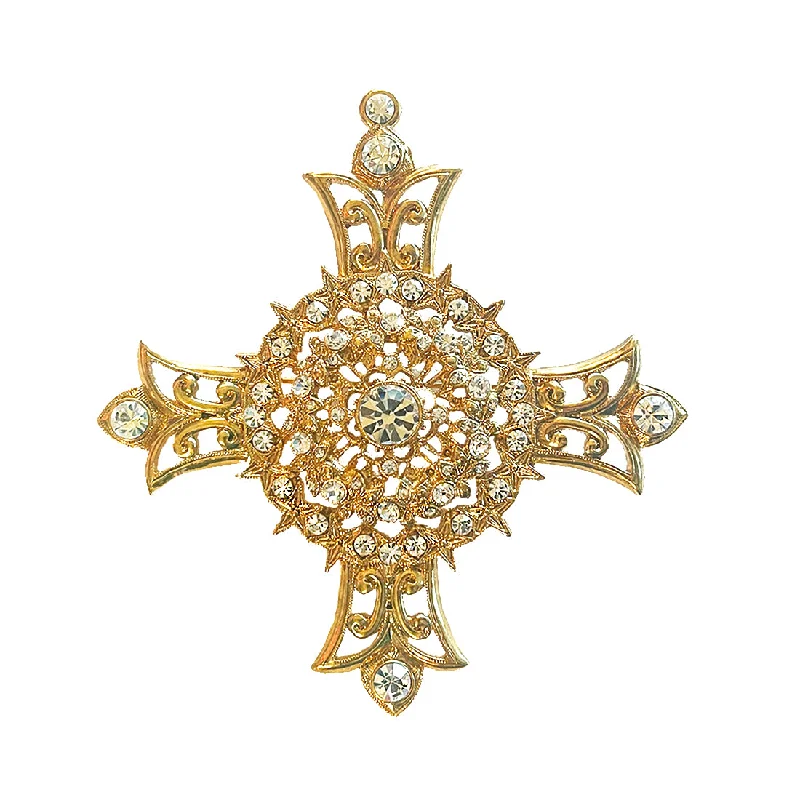 Stunning necklaces and pendants with turquoise and gold for a vibrant, earthy look-Maltese Cross Brooch