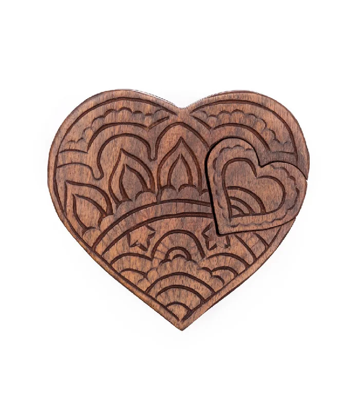 Elegant necklaces and pendants with onyx stones for a sleek, polished look-Matr Boomie - Handmade Wooden Heart Puzzle Jewelry Box