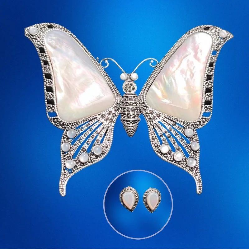 Necklaces and pendants with enamel accents for a colorful, eye-catching appearance-Mother of Pearl Butterfly