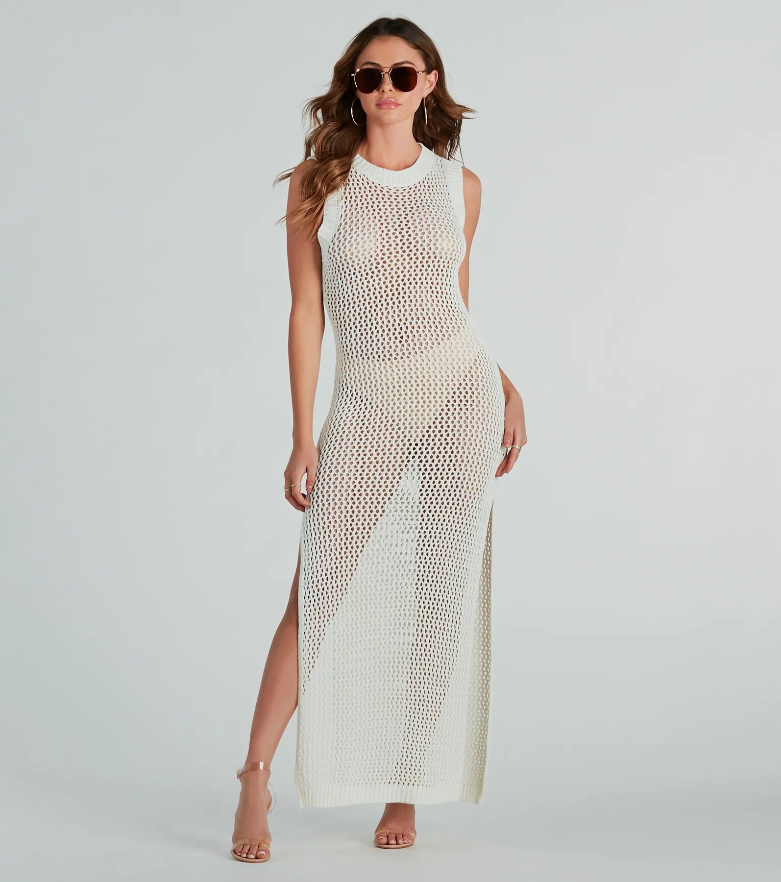 Studded Dresses for Statement -Resort Paradise Crochet Open Back Maxi Dress