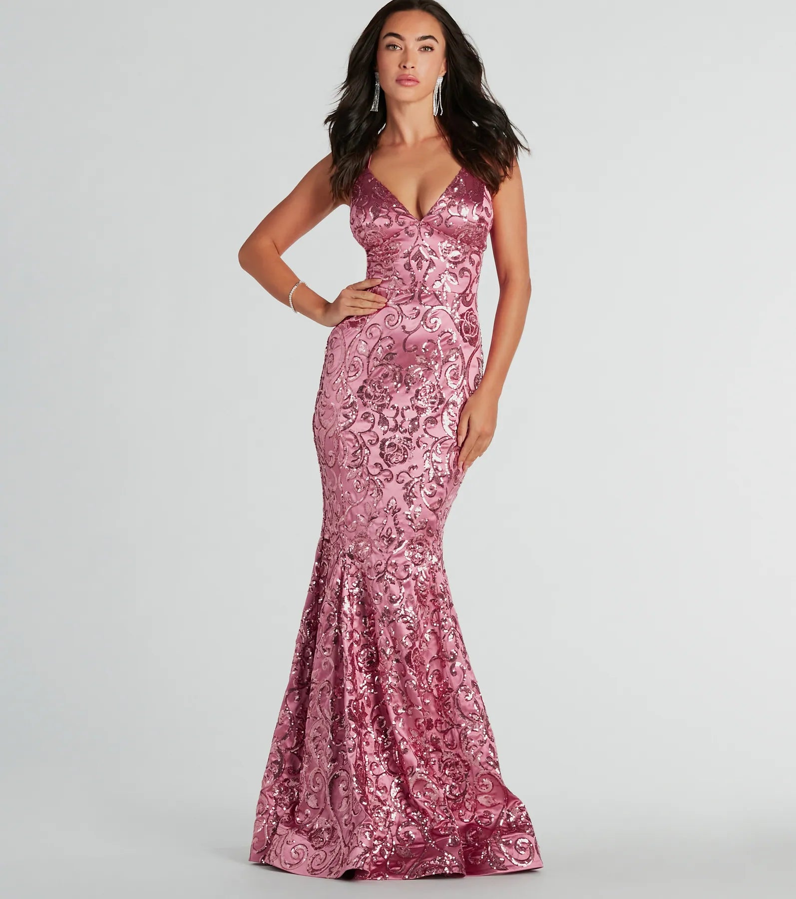 Anniversary Dresses for Special -Saskia Lace-Up Mermaid Sequin Satin Formal Dress