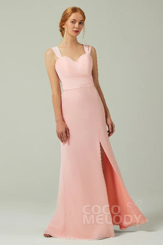 Tiered Dresses for Voluminous -Sheath-Column Floor Length Chiffon Bridesmaid Dress CB0305