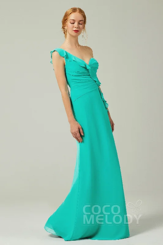 Linen Dresses for Breathable -Sheath-Column Floor Length Chiffon Bridesmaid Dress CB0324