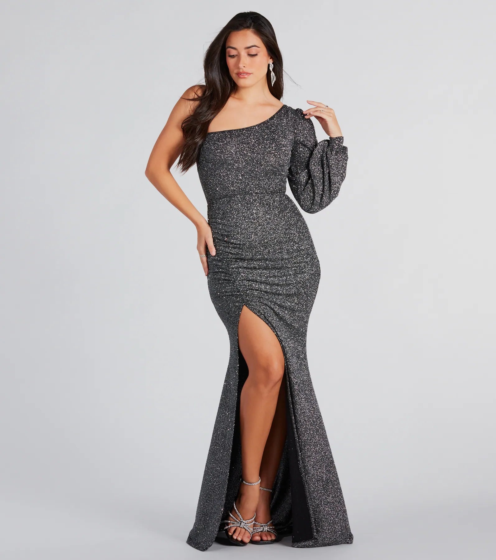 Retro Dresses for Throwback -Sierra Formal Glitter Long Sleeve Mermaid Dress