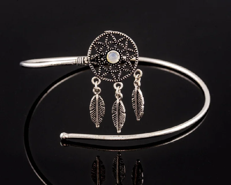 Beautiful necklaces and pendants with moon and star charms for a dreamy effect-Moonstone Dream Catcher Arm Cuff