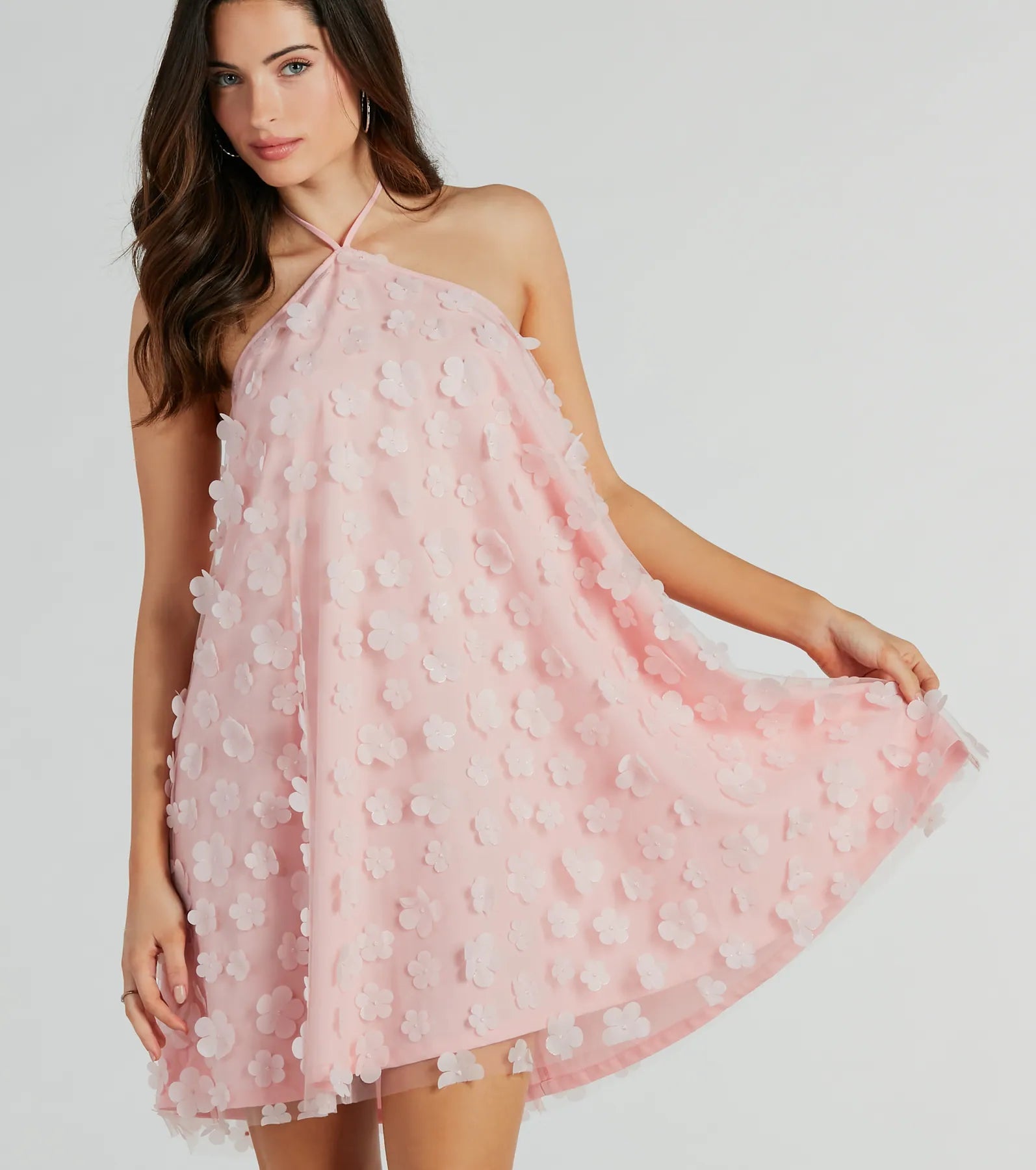 Tie-up Dresses for Decorative -Sincerely Enchanting Halter Floral Babydoll Dress