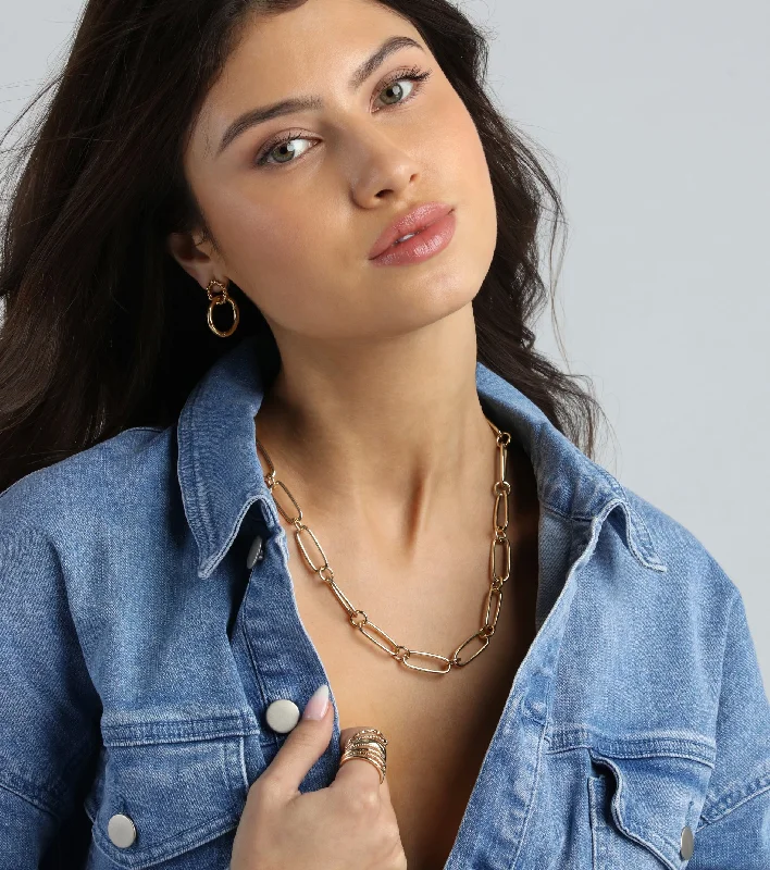 Best necklaces and pendants with layered designs for a chic, stacked look-Sleek Details Chain-Link Necklace