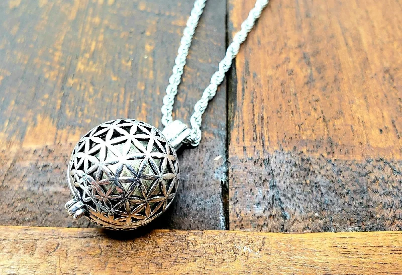 Unique necklaces and pendants with engraved messages for a sentimental gift-Small Flower of Life Harmony Bell Pendant