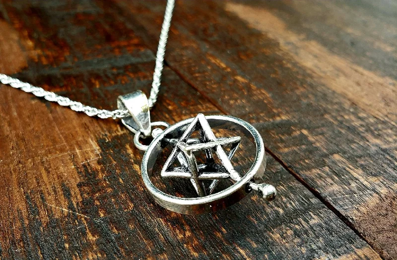 Elegant necklaces and pendants with diamond accents for added sparkle-Spinning Star Sacred Geometry Pendant Necklace