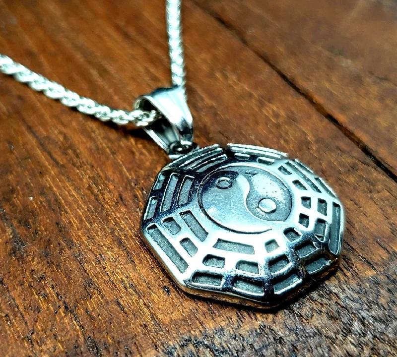 Trendy necklaces and pendants with geometric shapes for a modern aesthetic-Steel Yin Yang Necklace