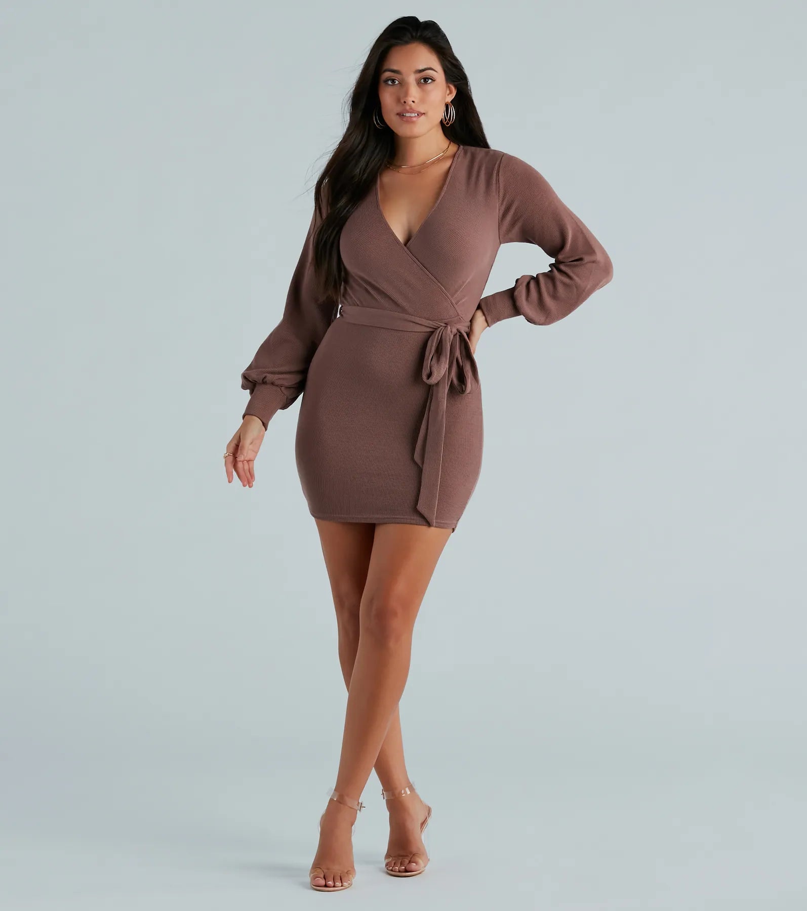 Halter Dresses for Chic Style -Stroll Along Surplice Tie Waist Mini Dress