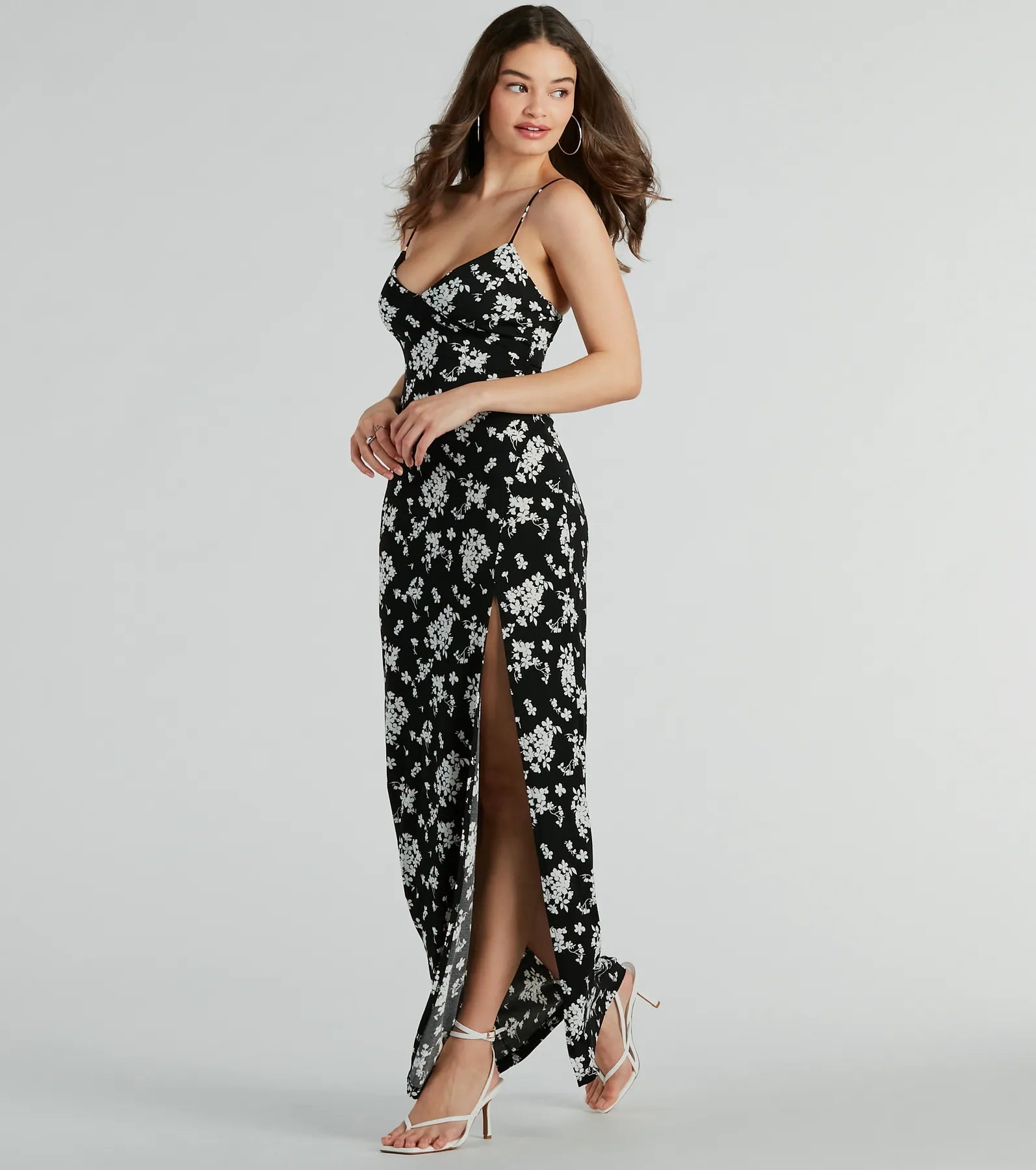 Formal Dresses for Occasions -Sweet Mood High Slit Floral Knit Maxi Dress