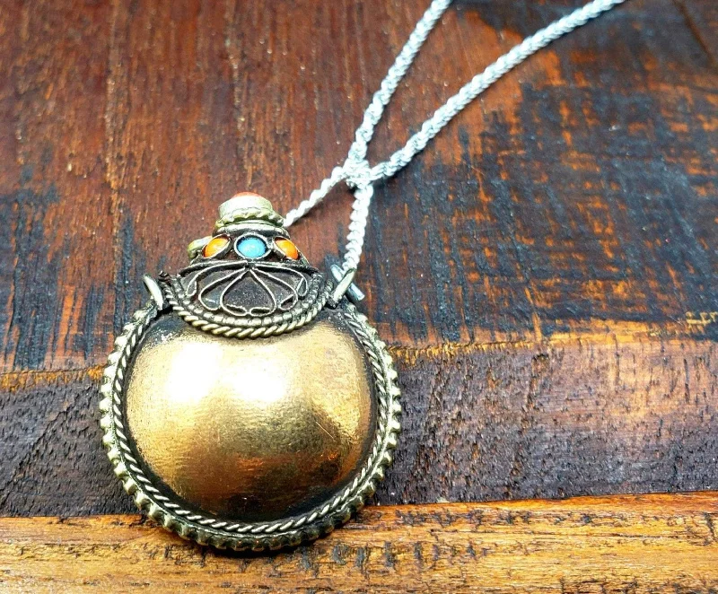 Beautiful necklaces and pendants with moonstone for an ethereal, mystical appearance-Tibetan Copper Perfume Bottle Necklace