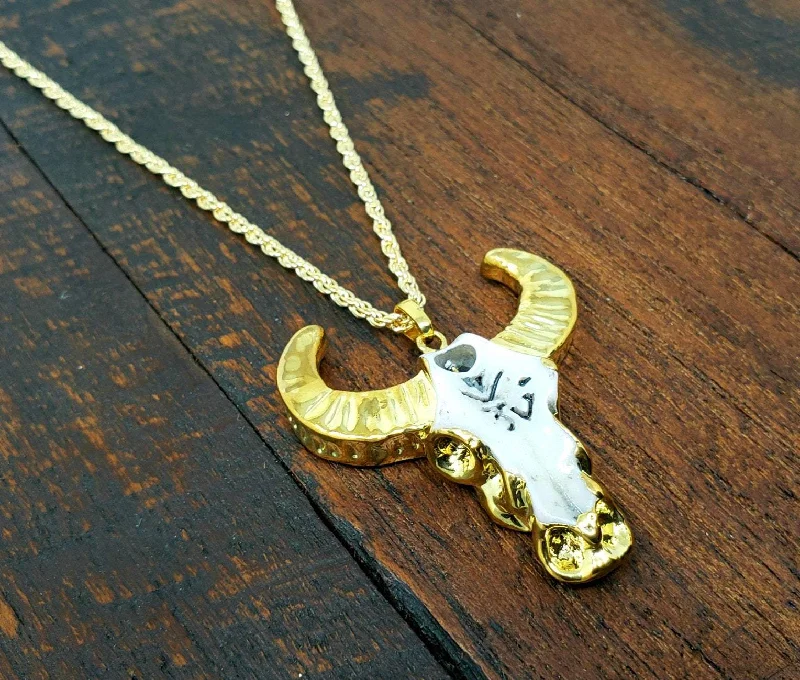 Stunning necklaces and pendants with turquoise and gold for a vibrant, earthy look-Tibetan Gold Bullhorn Necklace