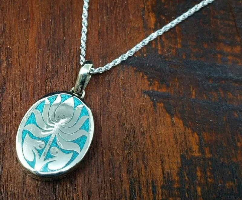 Unique necklaces and pendants with artistic shapes for a creative, one-of-a-kind design-Tibetan Turquoise Lotus Flower Necklace