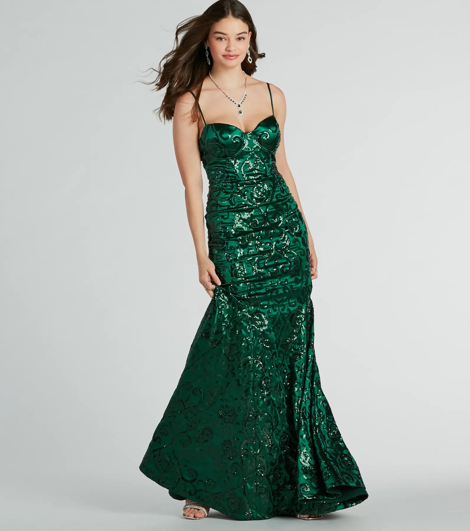 Modern Dresses for Trendy -Tori Sweetheart Mermaid Sequin Satin Formal Dress