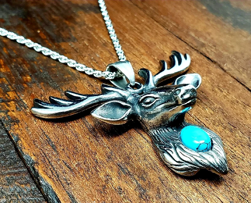 Necklaces and pendants with clear quartz for a pure and radiant look-Turquoise Deer Necklace