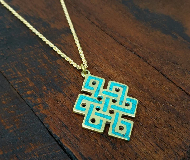 Necklaces and pendants with leaf-shaped designs for an earthy, organic feel-Turquoise Endless Knot Necklace