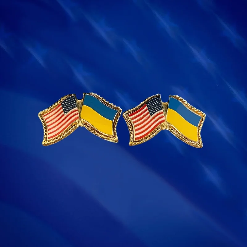 Personalized necklaces and pendants with name engravings for a custom touch-Ukraine-US Flag Cufflinks