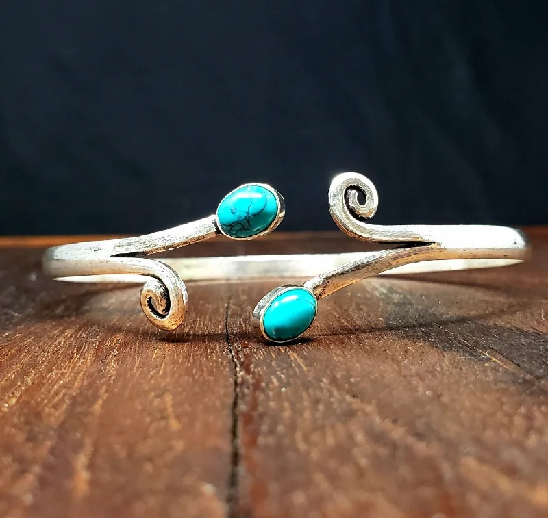 Personalized necklaces and pendants with name engravings for a custom touch-Winds of Turquoise Arm Cuff